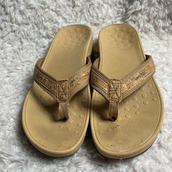 VIONIC High Tide Orthotic tan cork Flip Flop Wedge Thong Sandals Women S… - Picture 2 of 10